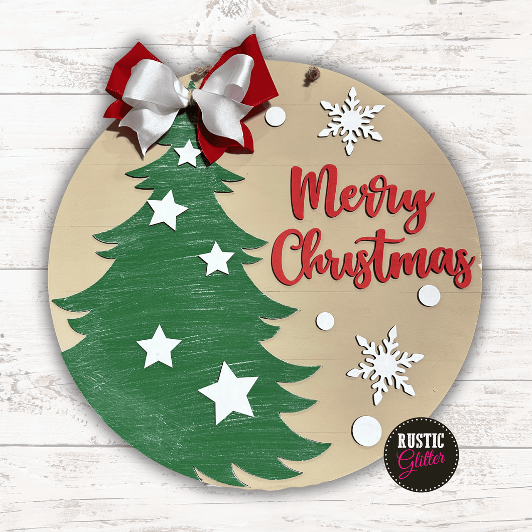 Merry Christmas Tree Door Hanger | DIY Kit | Unfinished