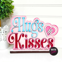 Load image into Gallery viewer, Hugs &amp; Kisses Shelf Sitter Decor  | DIY Kit | Unfinished
