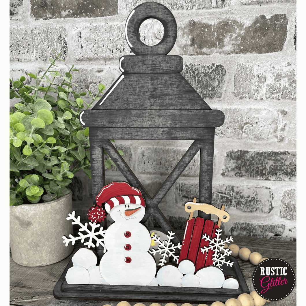 Winter Snowman Insert for Interchangeable Lantern  | DIY Kit | Unfinished