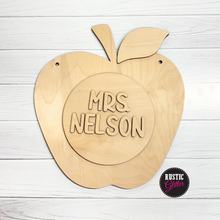 Load image into Gallery viewer, Teacher Classroom Apple Name Sign | Personalized | Teacher Gift | DIY Kit | Unfinished
