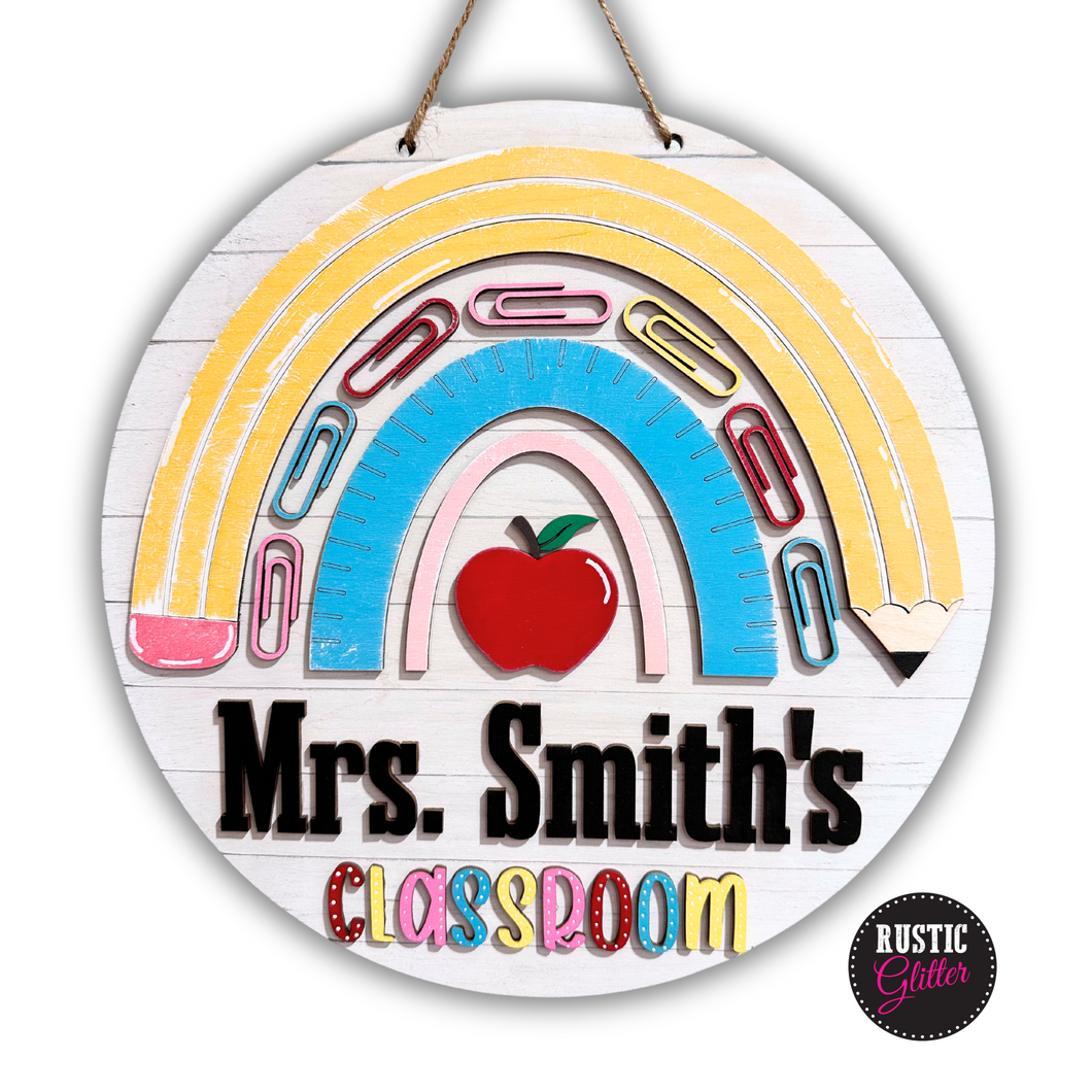 Teacher Classroom Rainbow Name Sign | Personalized | Teacher Gift | DIY Kit | Unfinished