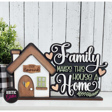 Load image into Gallery viewer, Family Makes This House a Home Word Art Votive Holder Shelf Sitter Decor  | DIY Kit | Unfinished | Personalized
