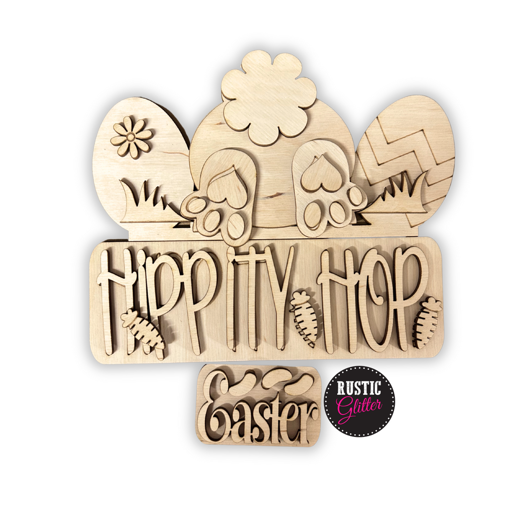 Hippity Hop Easter Add-on Kit for Interchangeable Farmhouse Truck and Sign| DIY Kit | Unfinished