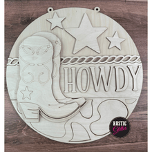 Load image into Gallery viewer, Howdy (Western Boot) Door Hanger | DIY Kit | Unfinished
