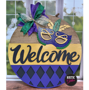 Welcome Mardi Gras Sign Door Hanger | DIY Kit | Unfinished