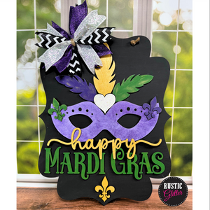 Happy Mardi Gras Sign Door Hanger | DIY Kit | Unfinished