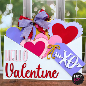 Hello Valentine Envelope Sign Door Hanger | DIY Kit | Unfinished