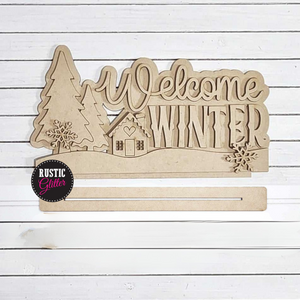 Welcome Winter Shelf Sitter Decor  | DIY Kit | Unfinished |