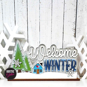 Welcome Winter Shelf Sitter Decor  | DIY Kit | Unfinished |