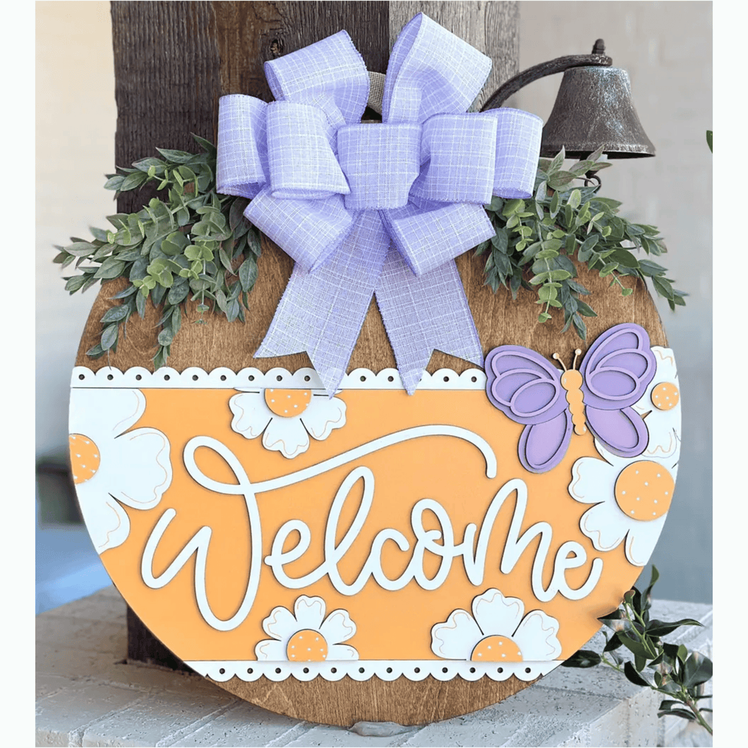 Welcome Butterfly and Flowers Door Hanger | DIY Kit | Unfinished