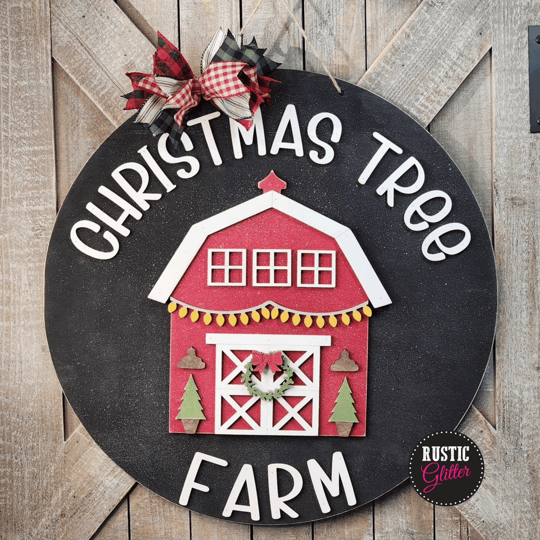 Christmas Tree Farm Barn Door Hanger | DIY Kit | Unfinished