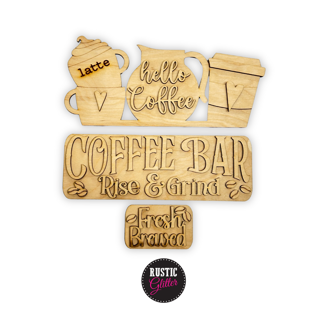 Coffee Bar Add-on Kit for Interchangeable Farmhouse Truck and Sign| DIY Kit | Unfinished