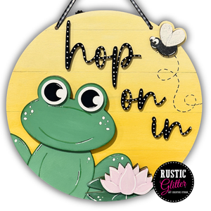 Frog "Hop On In" Kids' Door Hanger Sign | DIY Kit | Unfinished