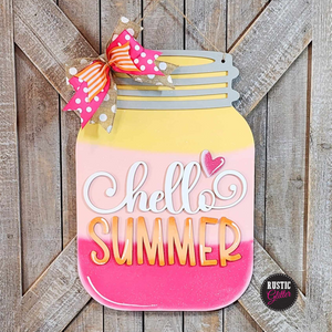 Hello Summer Mason Jar Door Hanger | DIY Kit | Unfinished