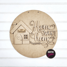 Load image into Gallery viewer, Home Sweet Home Sign Door Hanger | DIY Kit | Unfinished | Personalized
