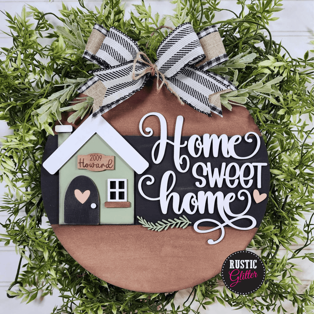 Home Sweet Home Sign Door Hanger | DIY Kit | Unfinished | Personalized